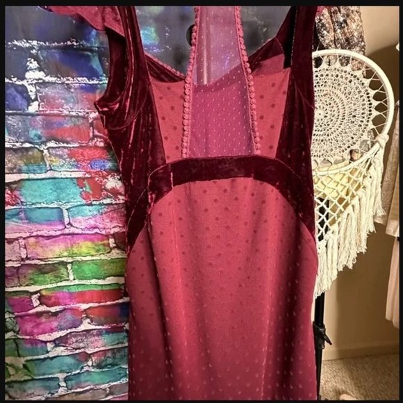 NWOT size L 8-10 Free People Madeline Velvet & Lace Dress - Picture 6 of 11